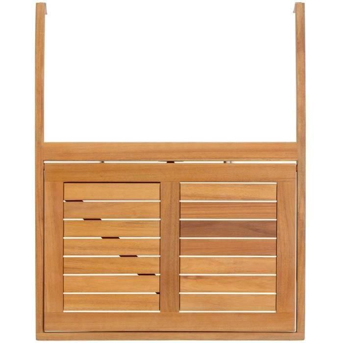 Mesa de balcón suspendida LILOU - Madera de acacia FSC - Plegable - 60x44x80 cm Mesa de balcón suspendida LILOU - Madera de acacia FSC - Plegable - 60x44x80 cm