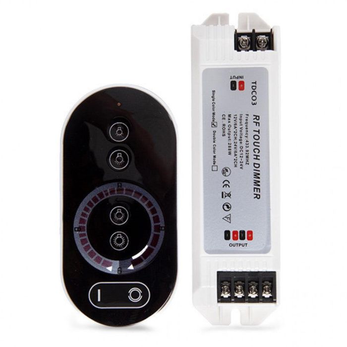 Controlador-Dimmer Táctil para Tira LED Unicolor 12-24VDC 144/288W con Control Remoto RF, Regulación Progresiva y Panel Táctil Completo 0 Controlador-Dimmer Táctil para Tira LED Unicolor 12-24VDC 144/288W con Control Remoto RF, Regulación Progresiva y Panel Táctil Completo 0