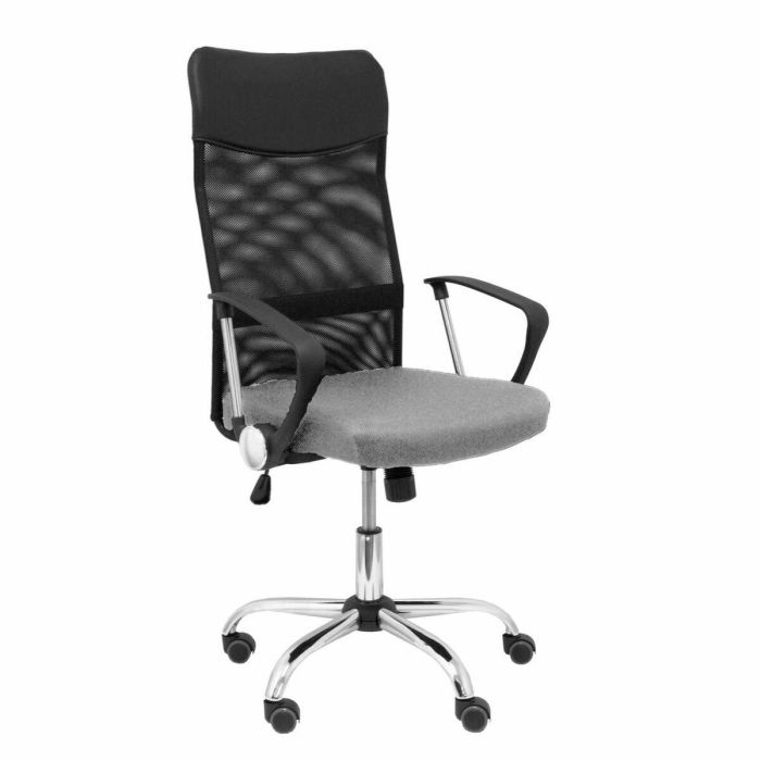 Piqueras y Crespo Silla de Oficina Giratoria Basculante con Respaldo de Malla Negra y Asiento Gris Claro, Brazos Fijos Piqueras y Crespo Silla de Oficina Giratoria Basculante con Respaldo de Malla Negra y Asiento Gris Claro, Brazos Fijos