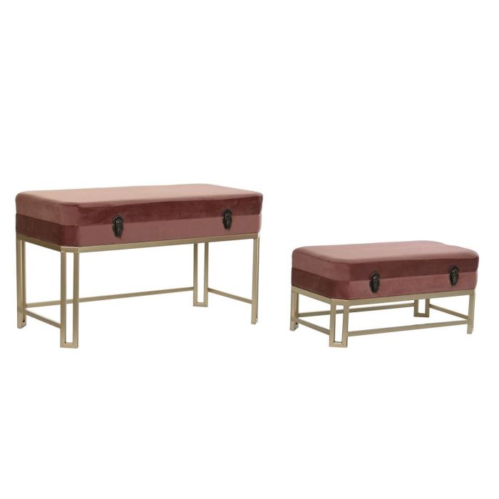 Descalzadora Glam DKD Home Decor Rosa Dorado 40 x 47 x 80 cm Set de 2 Descalzadora Glam DKD Home Decor Rosa Dorado 40 x 47 x 80 cm Set de 2
