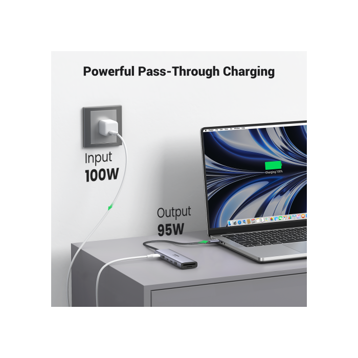 UGREEN REVODOK Base 7 en 1 USB-C 4K@60Hz HDMI 10Gbps SD/TF PD 100W Gris 3