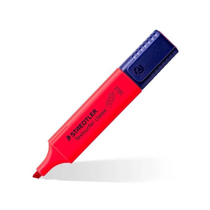 Staedtler Marcador Fluorescente Textsurfer Classic Rojo Intenso Punta Biselada 1-5mm Tinta Agua Secado Rápido (10 Unidades) (10 Unidades)