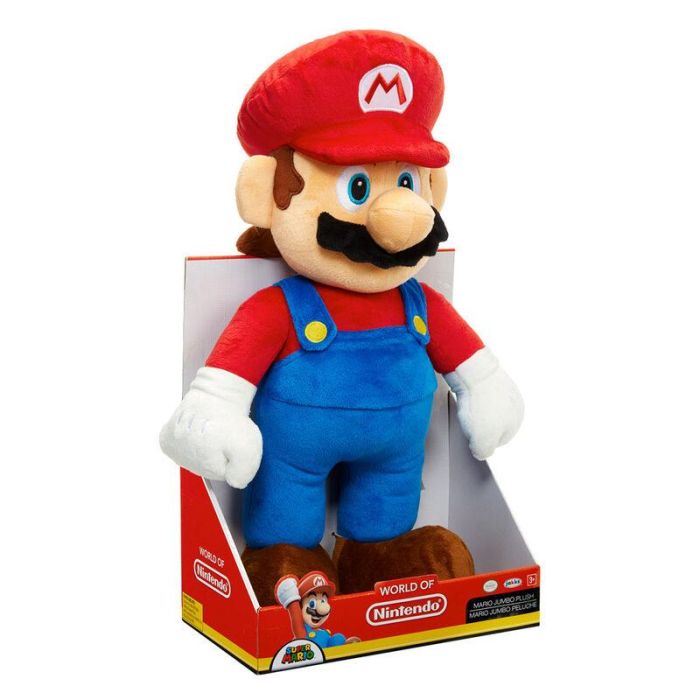 Jakks Pacific 64456-4L Peluche Jumbo de Mario Super Mario Bros 50 cm. Suave, Licencia Oficial Nintendo, ideal para coleccionistas y niños +3 años 1