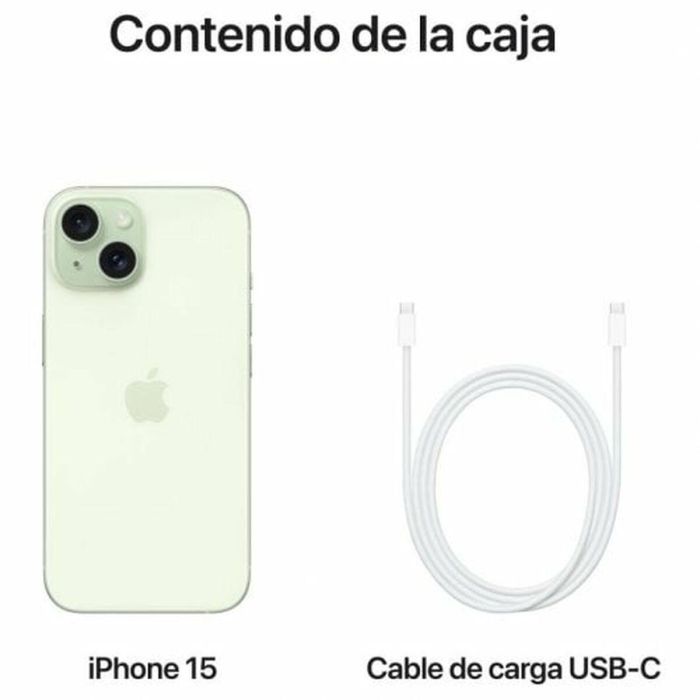 Apple MTP53QL/A iPhone 15 Smartphone 128GB 6.1" Super Retina XDR 5G 48MPx Cámara A16 Bionic USB-C Resistencia al Agua IP68 Verde 1