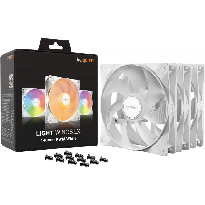be quiet! LIGHT WINGS LX PWM White Triple-Pack Ventilador 140mm 1200 RPM con Iluminación LED para PC 2