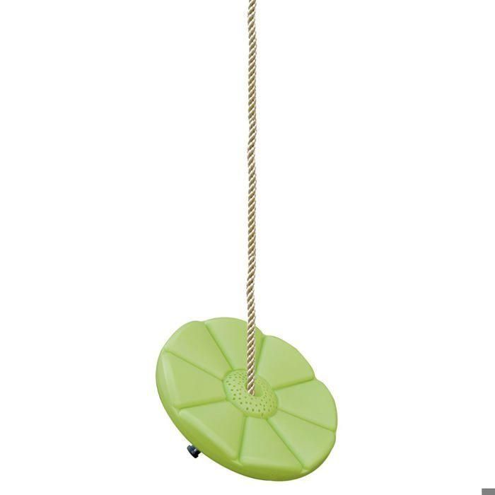 TRIGANO Asiento columpio de plástico ajustable con cuerda de polipropileno para pórticos 1,9 a 2,5 m - Verde