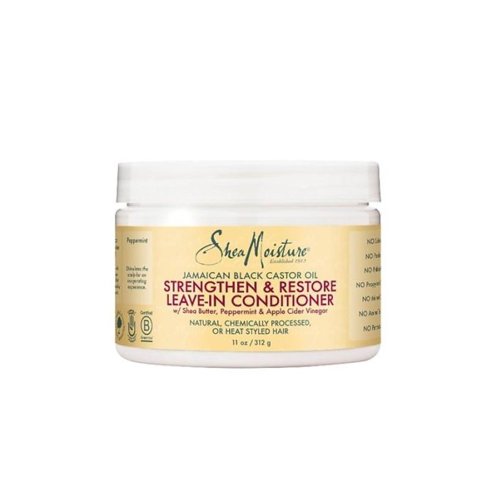 Shea Moisture Jamaican Black Castor Oil Strengthen & Restore Leave-In Conditioner 312ml/340ml - Repara y Desenreda Cabello