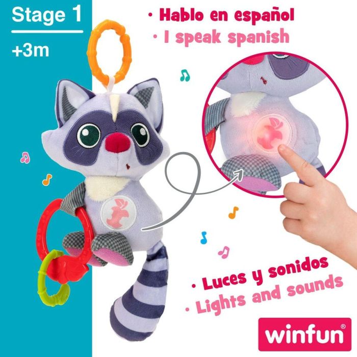 Peluche Sonajero Winfun Mapache 14,5 x 20 x 9,5 cm (6 Unidades) 5