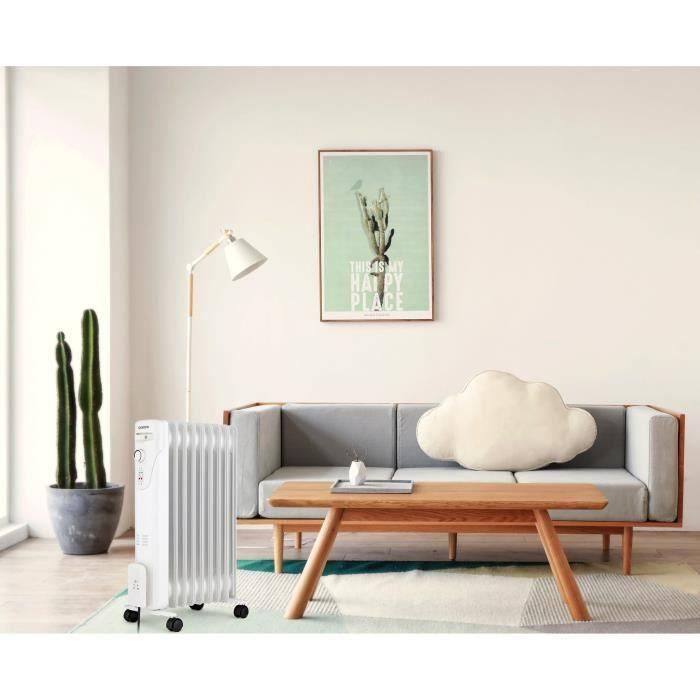 Radiador de baño de aceite eléctrico - 2000 vatios - Oceanic - 3 potencias - 9 elementos - Móvil - Blanco 5 Radiador de baño de aceite eléctrico - 2000 vatios - Oceanic - 3 potencias - 9 elementos - Móvil - Blanco 5