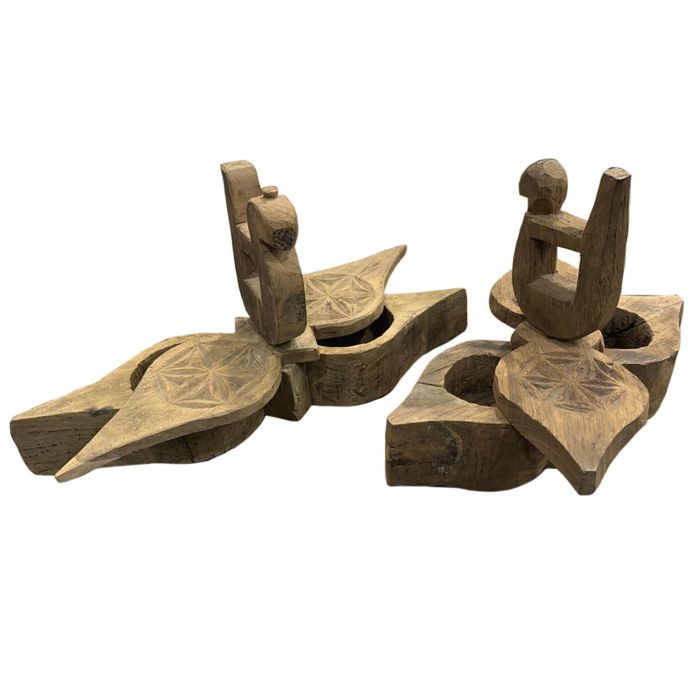 DKD Home Decor Caja Organizadora Decorativa Madera Teca Natural Estilo Antiguo 10x20x28 cm (Pack de 2) 1