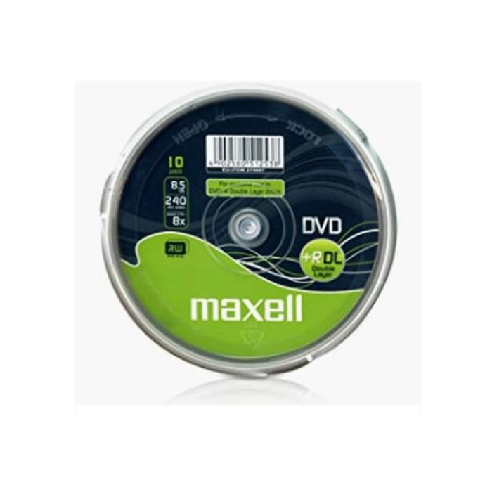 Maxell Dvd 8,5 Gb. Grabable. Doble Capa. Tarrina 10 Unidades. 4X Maxell Dvd 8,5 Gb. Grabable. Doble Capa. Tarrina 10 Unidades. 4X