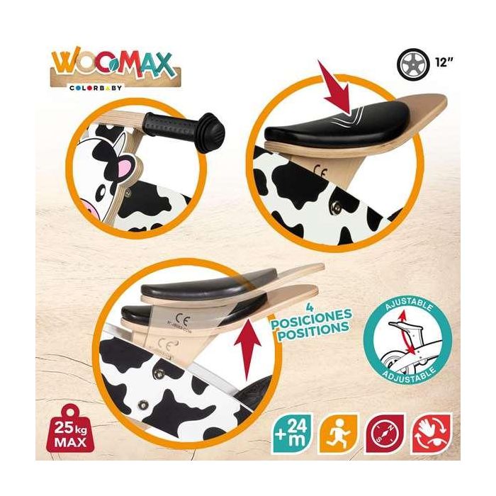 Moto correpasillos de madera vaca woomax 12" 85x37x53 cm 9