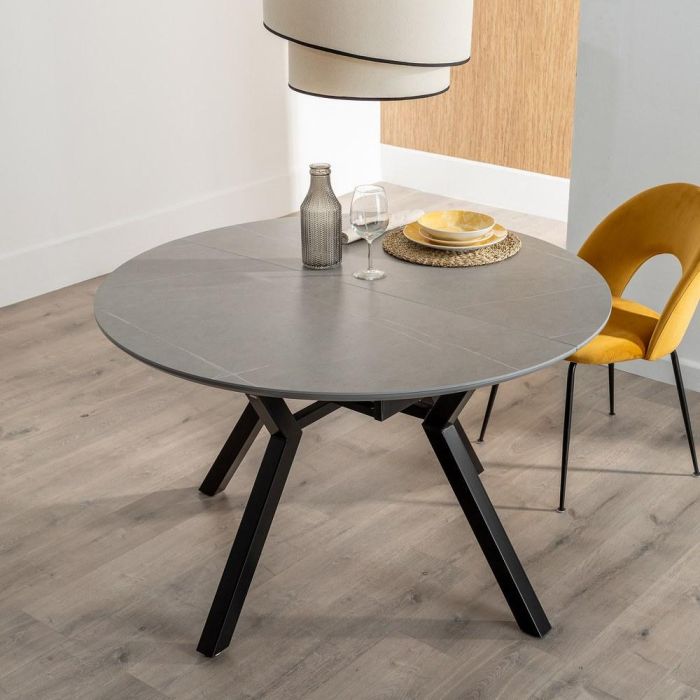 Mesa Extensible Gris-Negro 120 X 120 X 75 cm
