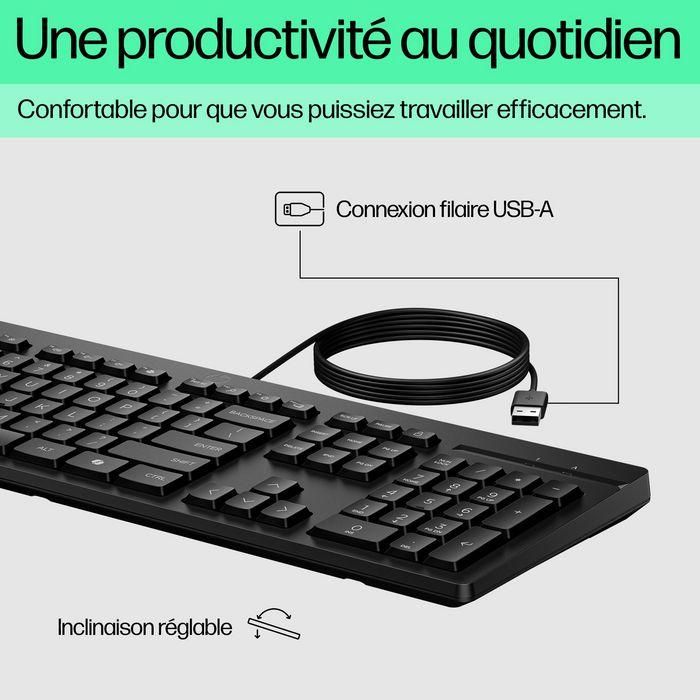 HP 125 Wired Keyboard DEN - Teclado Cómodo para Productividad Diaria 3