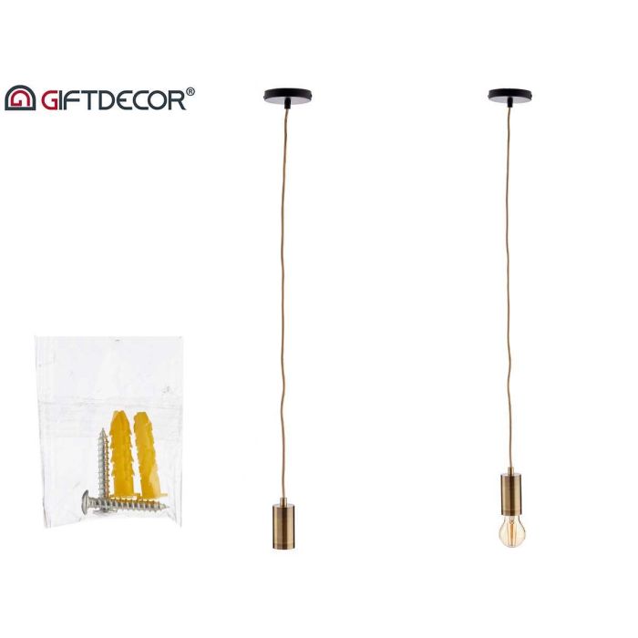 Lampara Colgante Acero Oro Giftdecor 10X94CM (12 Unidades) 4 Lampara Colgante Acero Oro Giftdecor 10X94CM (12 Unidades) 4