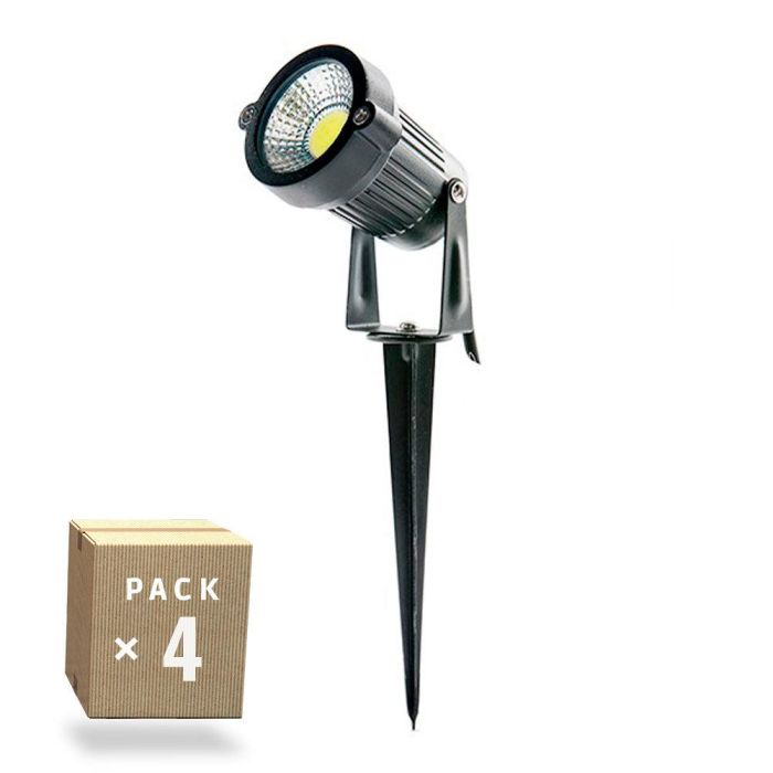 Pack 4 Focos LED Pincho Jardín 5W 450Lm 6000ºK [SL-SL-C10-5W-CW-PK4-AP]
