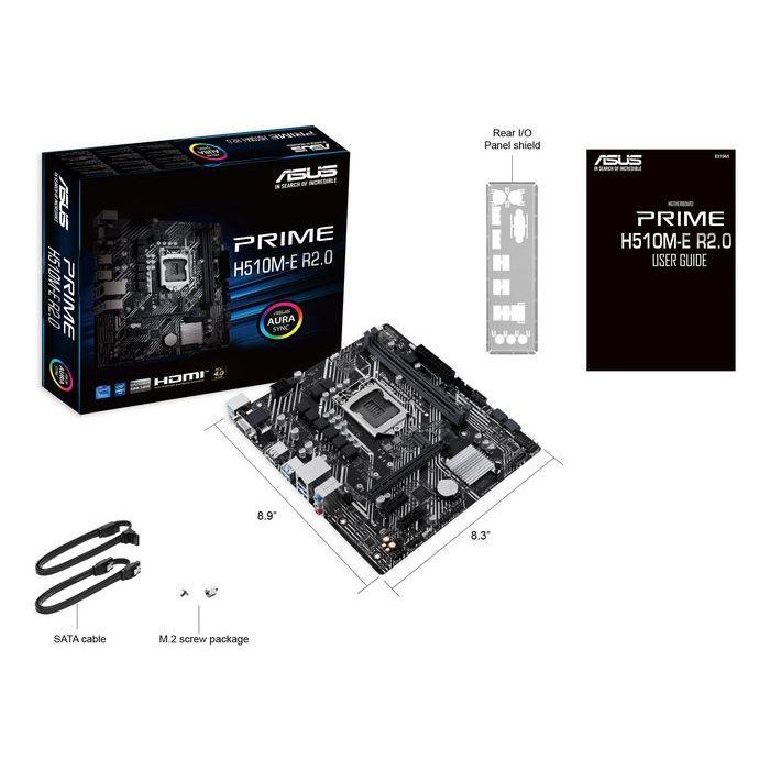 Asus Prime H510M-E R2.0 Motherboard Socket Intel LGA1200, Chipset Intel H470, mATX, DDR4, USB 3.2 Gen 1, M.2, 1Gb Ethernet, Aura Sync 6 Asus Prime H510M-E R2.0 Motherboard Socket Intel LGA1200, Chipset Intel H470, mATX, DDR4, USB 3.2 Gen 1, M.2, 1Gb Ethernet, Aura Sync 6