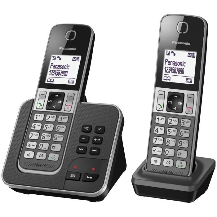 Panasonic KX-TGD322FRG Teléfono Inalámbrico Duo Contestador Automático Negro