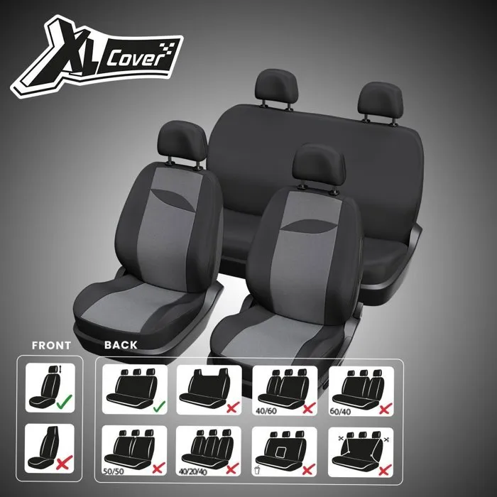 XLCOVER Fundas para Asientos de Coche AAAQG37659 - XL - Sin Aberturas - Compatibles Airbags - Asientos Delanteros, Reposacabezas y Trasero 5 XLCOVER Fundas para Asientos de Coche AAAQG37659 - XL - Sin Aberturas - Compatibles Airbags - Asientos Delanteros, Reposacabezas y Trasero 5