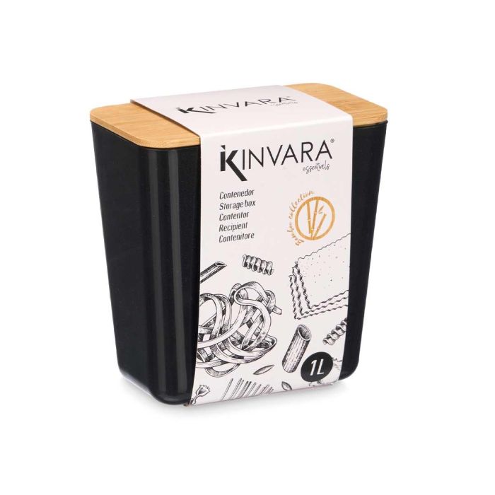 Tarro Rectangular Bajo Negro 1L Kinvara 13CM (12 Unidades) 1 Tarro Rectangular Bajo Negro 1L Kinvara 13CM (12 Unidades) 1