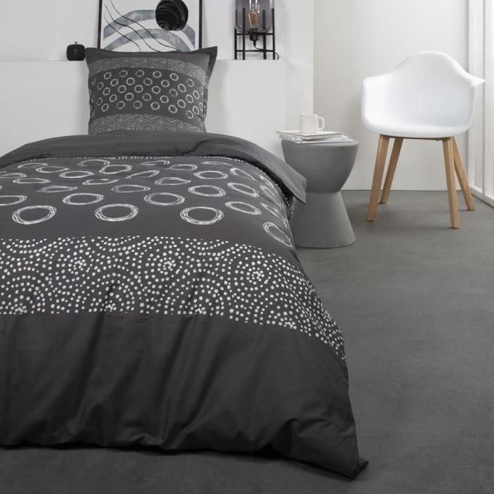 TODAY Juego de cama de algodón para 1 persona - 140x200 cm - Gael Grey Print TODAY Juego de cama de algodón para 1 persona - 140x200 cm - Gael Grey Print