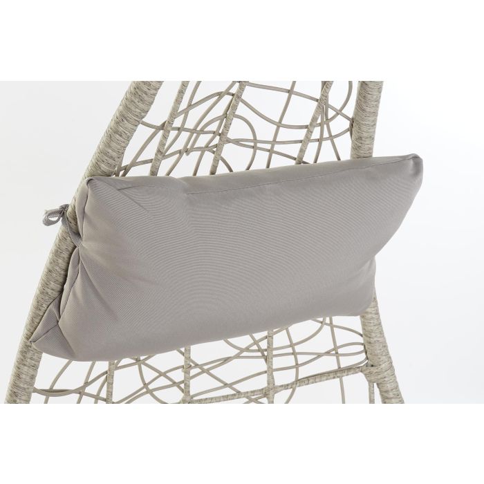 DKD Home Decor Sillón Colgante para Terraza y Jardín Gris Claro Ratan Sintético Metal Poliéster 82 x 75 x 125 cm 2
