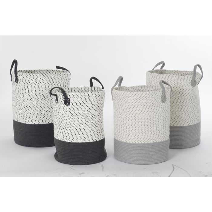 DKD Home Decor Cesta Atlantico Gris Oscuro Gris Claro Set de 2 (40 x 52 x 40 cm) 3