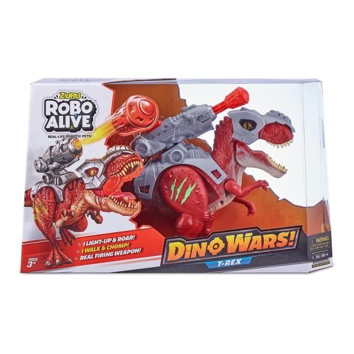 Zuru ZUR4894680016279 Juguete Dinosaurio Interactivo ROBO ALIVE Dino Wars T-Rex - Camina, Ruge, con Armadura Defensiva y Lanzamisiles 1