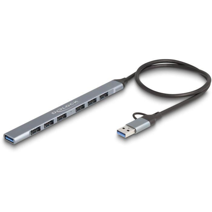 DELOCK 7 Port Slim USB Hub mit USB Type-C oder USB Typ-A zu 1 x USB 5 Gbps Typ-A + 6 x USB 2.0 Typ-A 1 DELOCK 7 Port Slim USB Hub mit USB Type-C oder USB Typ-A zu 1 x USB 5 Gbps Typ-A + 6 x USB 2.0 Typ-A 1