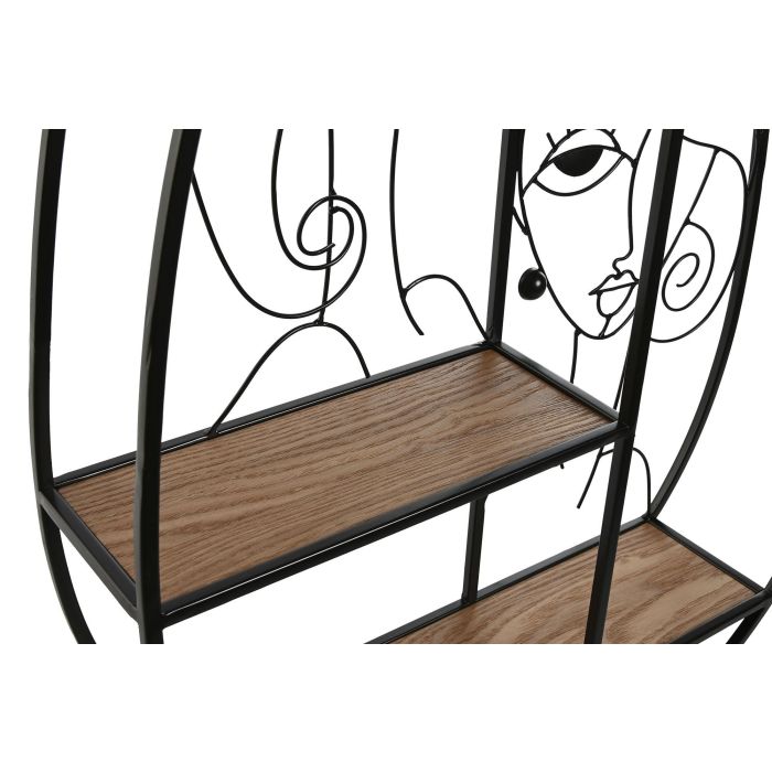 DKD Home Decor Estanteria Pared Metal y MDF Negro Natural 12.2 x 72 x 53 cm con 3 Estantes 1
