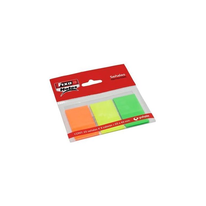 Fixo Marcadores Adhesivos Banderitas Pet 25x43 mm Pack 3 Bloc X 25H C-Surtidos Neón Fixo Marcadores Adhesivos Banderitas Pet 25x43 mm Pack 3 Bloc X 25H C-Surtidos Neón