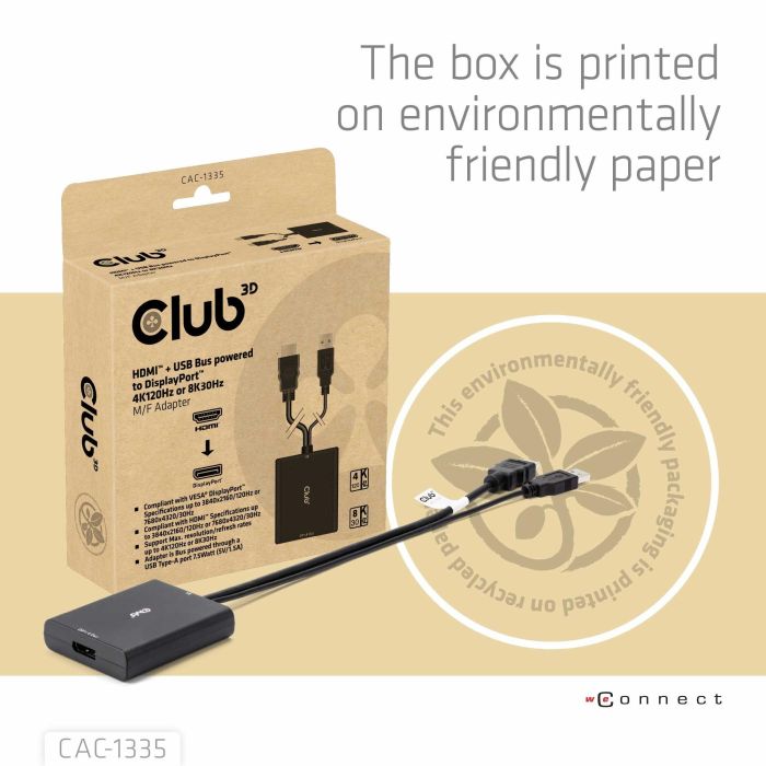 Club3D Adaptador HDMI + MicroUSB a DisplayPort Activo 4K120Hz 18 Club3D Adaptador HDMI + MicroUSB a DisplayPort Activo 4K120Hz 18