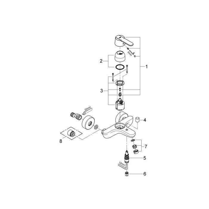 Grohe Mezclador monomando de baño y ducha de pared 2 Grohe Mezclador monomando de baño y ducha de pared 2