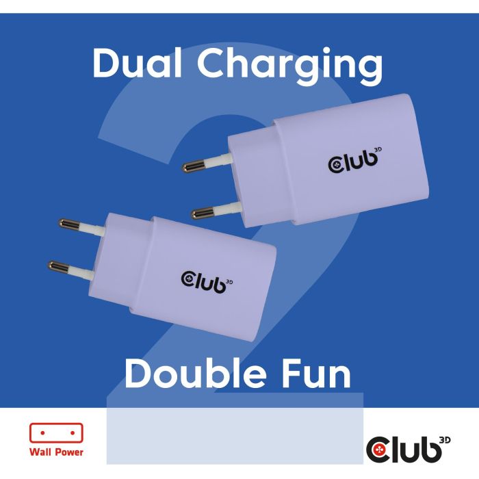 Club3D Lifestyle Ladegerät USB-C 30Watt. 2Stk lila retail 1 Club3D Lifestyle Ladegerät USB-C 30Watt. 2Stk lila retail 1
