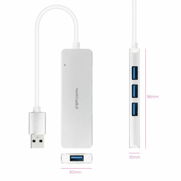Hub USB NANOCABLE 10.16.4602 Plateado 1