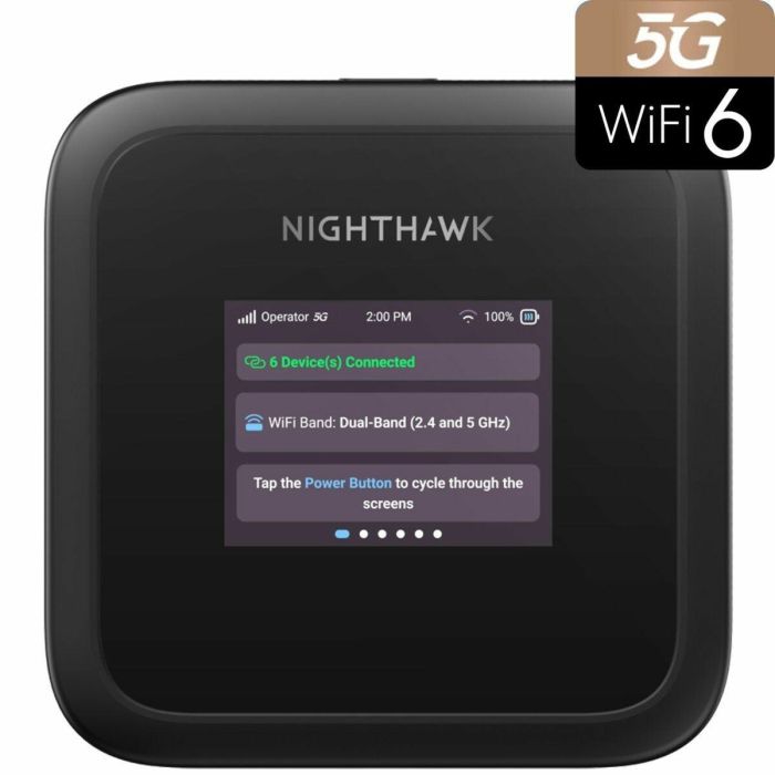 NETGEAR MR3150-100EUS Nighthawk M3 Router Móvil 5G Wi-Fi 6 Doble Banda Negro Portátil