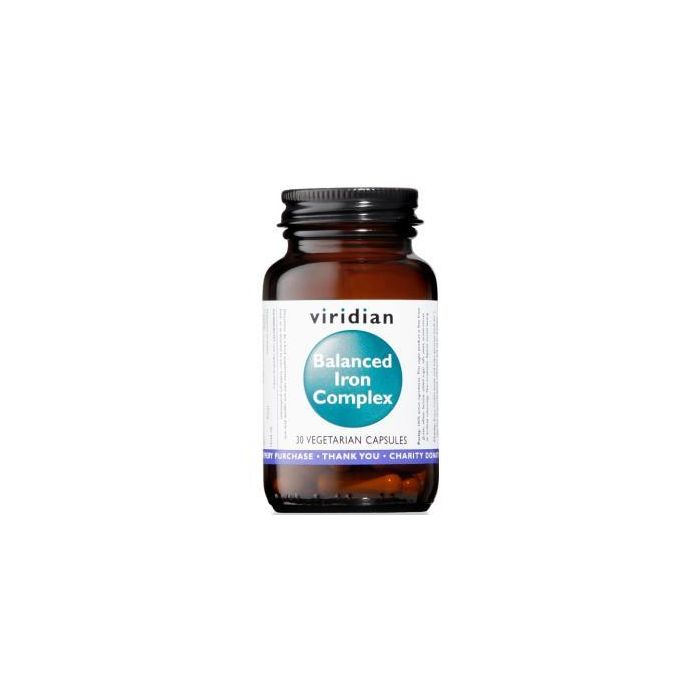 VIRIDIAN Hierro Balanceado Complex 30 Cápsulas Veganas - Reduce Cansancio y Fatiga, Función Inmune y Cognitiva