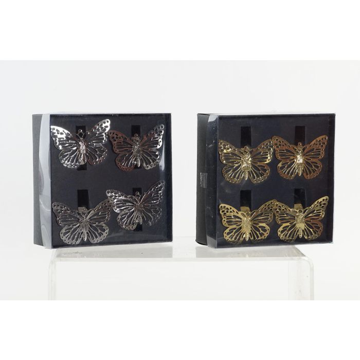 DKD Home Decor Servilleteros de Metal Navidad Moderna Dorado Plateado con Diseño Mariposas - Pack 12 Unidades (14x5x14 cm) 2 DKD Home Decor Servilleteros de Metal Navidad Moderna Dorado Plateado con Diseño Mariposas - Pack 12 Unidades (14x5x14 cm) 2