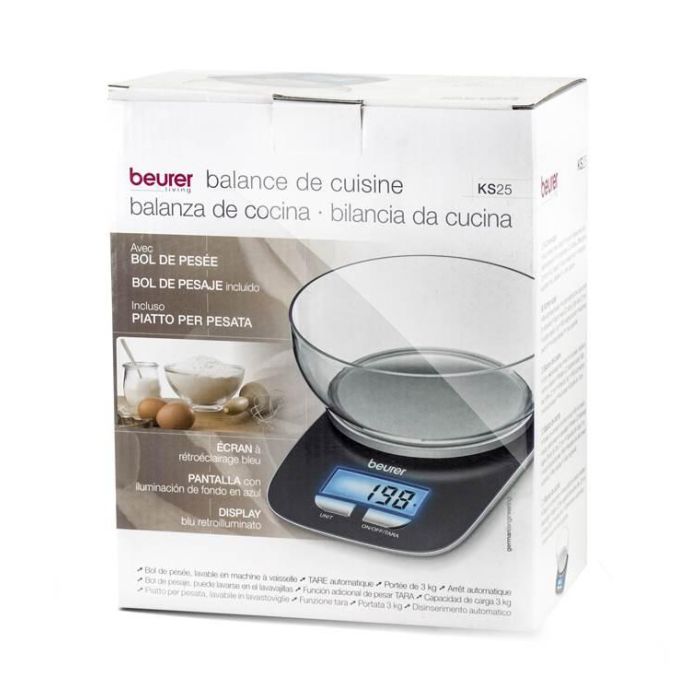 Beurer KS-25 Balanza de Cocina con Bol 1.2L, Pantalla LCD, Función Tara 1 Beurer KS-25 Balanza de Cocina con Bol 1.2L, Pantalla LCD, Función Tara 1