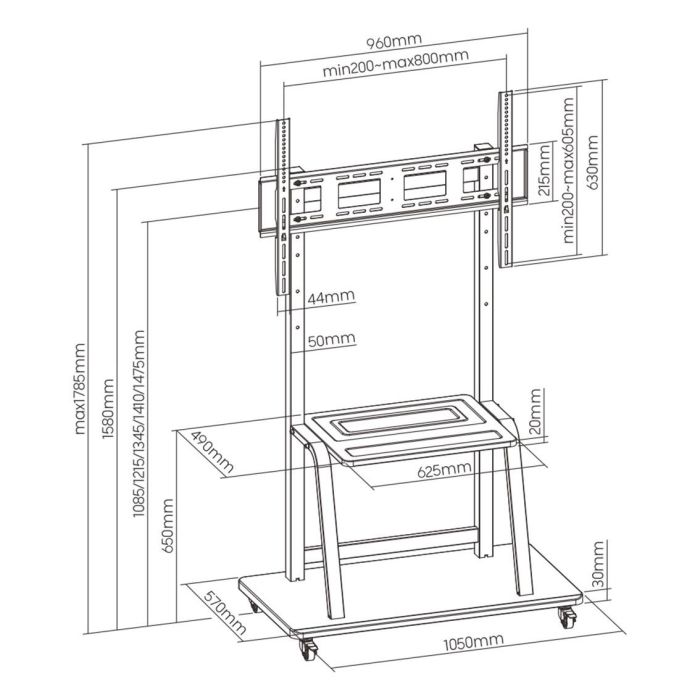 Ewent Soporte Suelo EW1544 para TV 37-100 Pulgadas, Hasta 150 kg, Móvil, Compatible VESA, con Estante 1 Ewent Soporte Suelo EW1544 para TV 37-100 Pulgadas, Hasta 150 kg, Móvil, Compatible VESA, con Estante 1