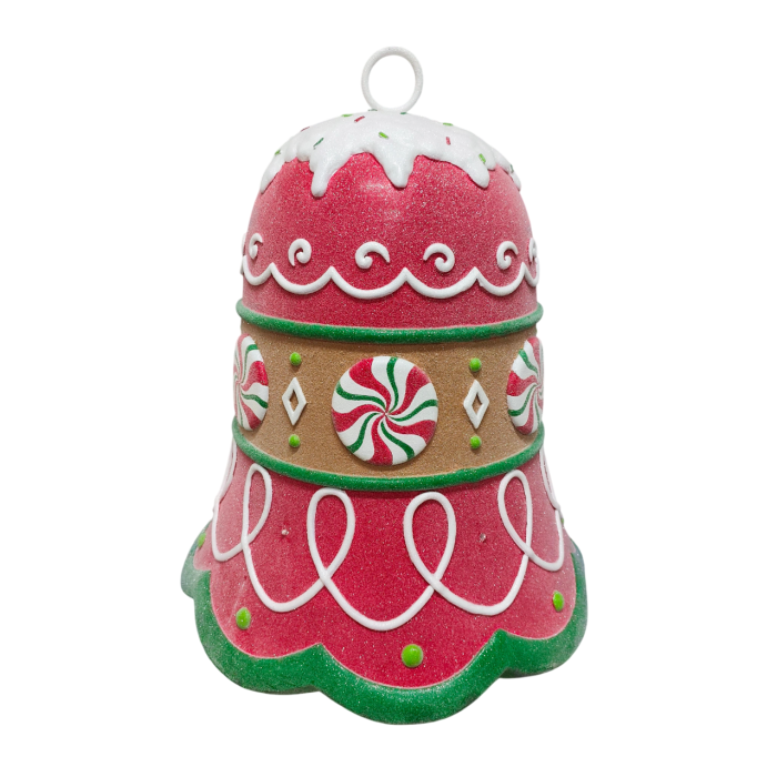 DKD Home Decor Figura Navidad Tradicional con LED, Campana y Alimentación a Pilas 2xAA, de Resina Multicolor 50x61x50 cm