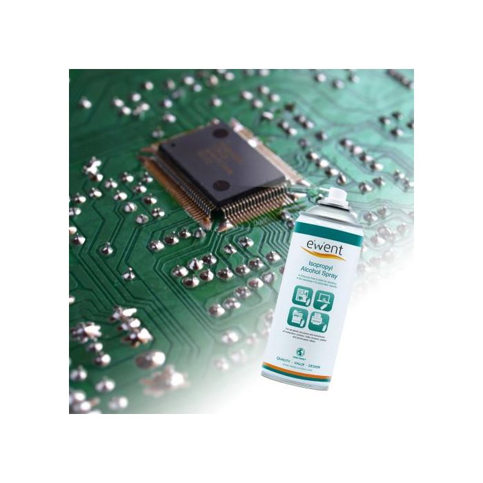 Ewent EW5611 Kit Limpieza Universal Spray Alcohol Isopropílico 400ml para PC, Pantallas, Plásticos. Sin Residuos, Evaporación Rápida 2