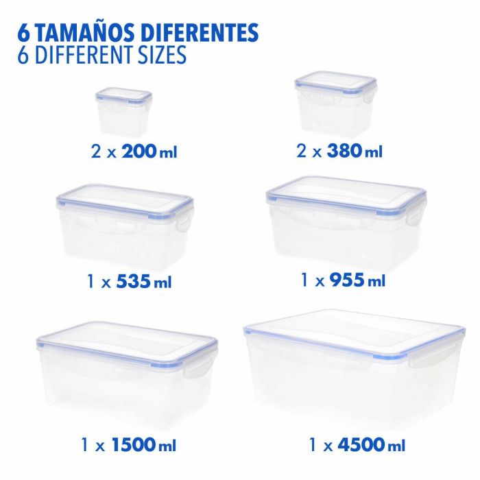 Set de Recipientes de Cocina Herméticos Apilables Max Home 27 x 12 x 20 cm 6 Unidades 5 Set de Recipientes de Cocina Herméticos Apilables Max Home 27 x 12 x 20 cm 6 Unidades 5