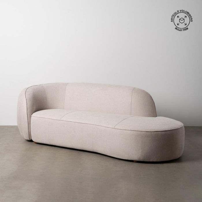 Sofá 3 Plazas Beige Tejido-Madera 229 X 100 X 76 cm