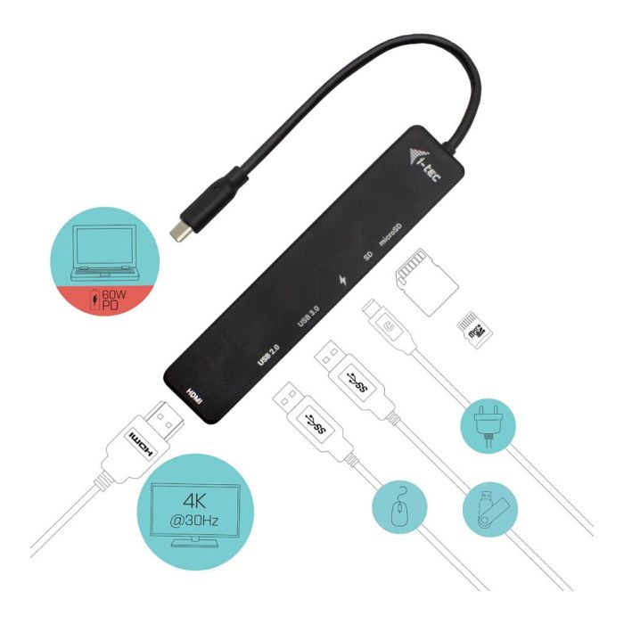 Hub USB i-Tec Travel Easy 60W Hub USB i-Tec Travel Easy 60W