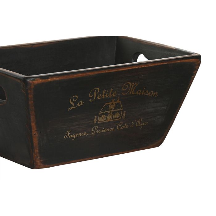 DKD Home Decor 1c24 Set de 4 Cajas Tradicionales de Madera de Abeto Negras con Asa para Almacenaje y Decoración 22 x 18 x 35 cm 3