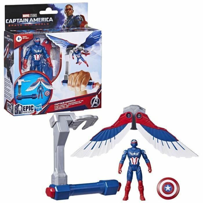 Figura de control de vuelo del Capitán América, Marvel Epic Hero Series Capitán América: Un mundo feliz, a partir de los 4 años 5