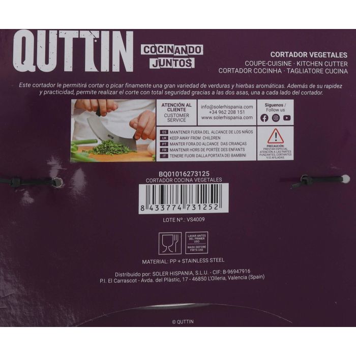 Quttin Cortador Cocina Vegetales 17.9 x 3.7 x 17.9 cm 4