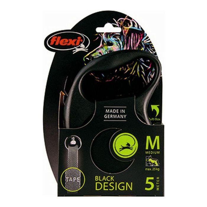 Correa Flexi Black Design S Cinta 5M Silver 1 Correa Flexi Black Design S Cinta 5M Silver 1