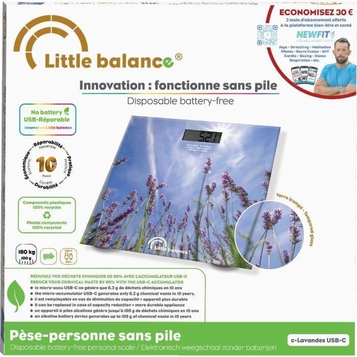 Báscula de baño - LITTLE BALANCE - USB-C - Lavanda 1 Báscula de baño - LITTLE BALANCE - USB-C - Lavanda 1